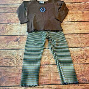 Mistee V-Us Toddler Girls Outfit Striped Pants Long Sleeve Shirt Sz 4T